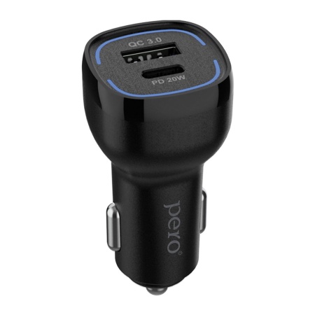 АЗУ PERO AC05 USB-A QC3.0 + USB-C PD, 38 Вт, белый